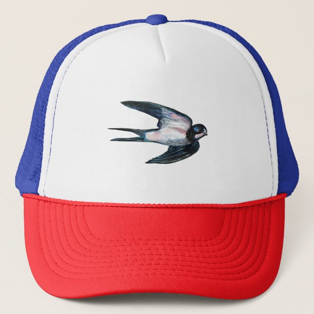 Barn Swallow Flying Illustration Trucker Hat (Front)