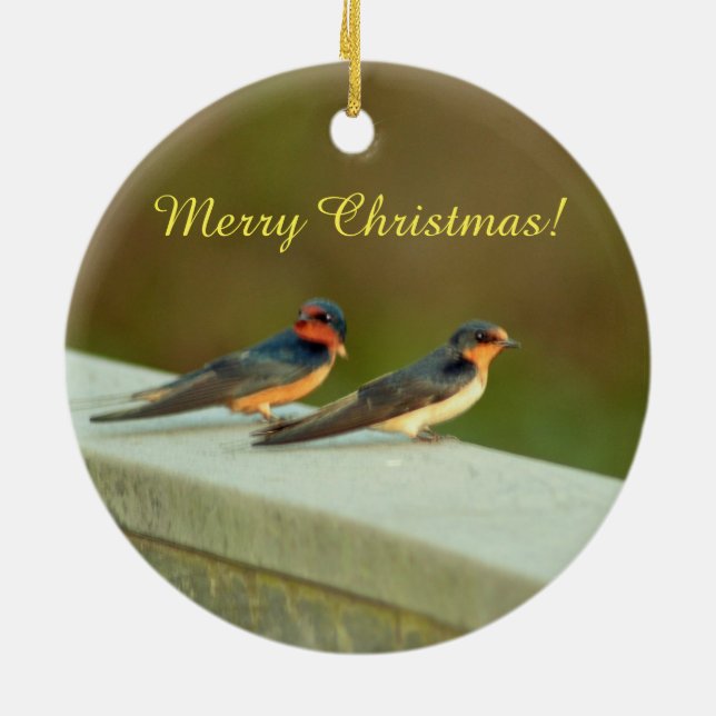 Barn Swallows Ceramic Tree Decoration (Back)