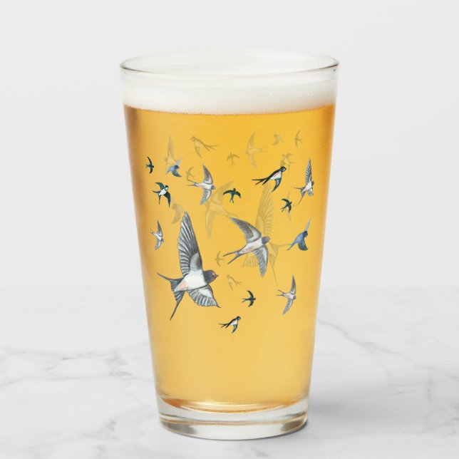 Barn Swallows Freedom Flight Illustration  Glass (Front Filled)