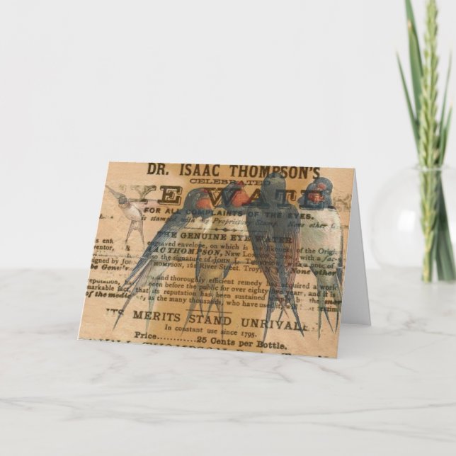 Barn Swallows Vintage, Birthday Card (Front)