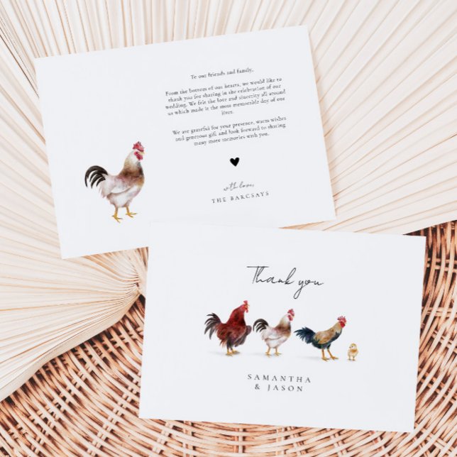 Barn Theme Chicken Wedding Thank You Card (Creator Uploaded)