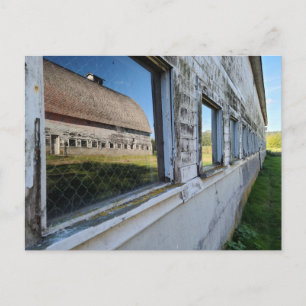 barn twin reflection postcard