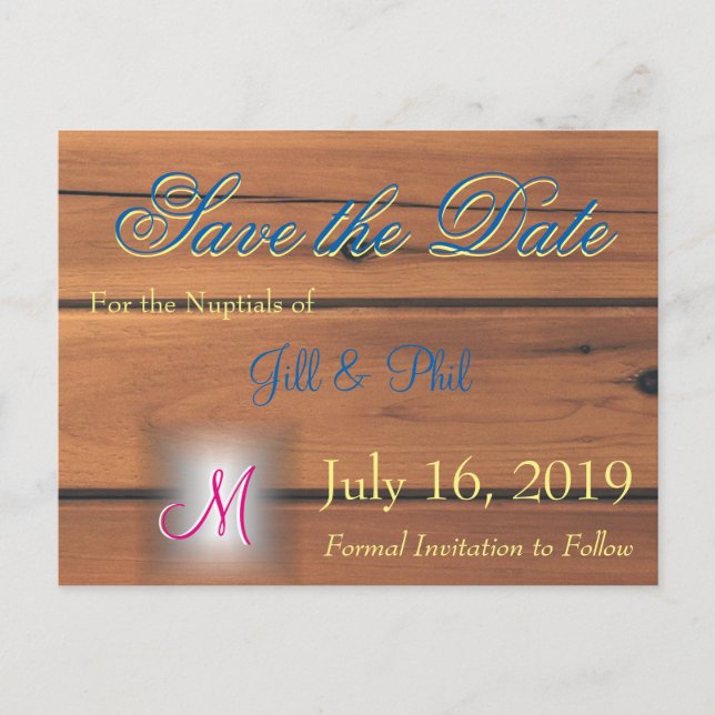 Barn Wall 3d Monogram Announcement Postcard (Front)