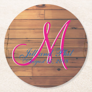 Barn Wall 3d Monogram Round Paper Coaster
