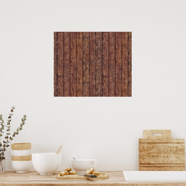 Barn Wall Made of Old Wooden Planks - Brown Poster (Kitchen)