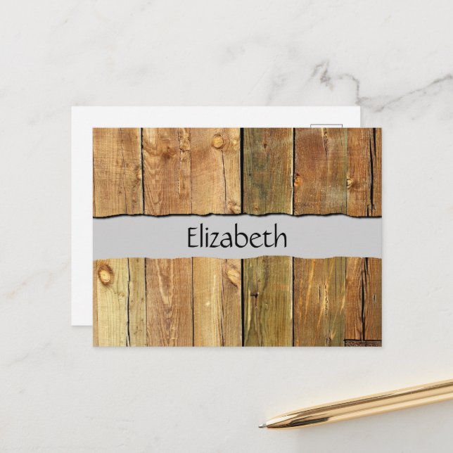 Barn Wall, Wood, Wooden Boards, Your Name Postcard (Front/Back In Situ)