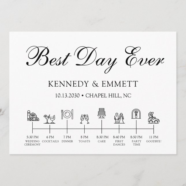 Barn Wedding Day Timeline Program (Front)