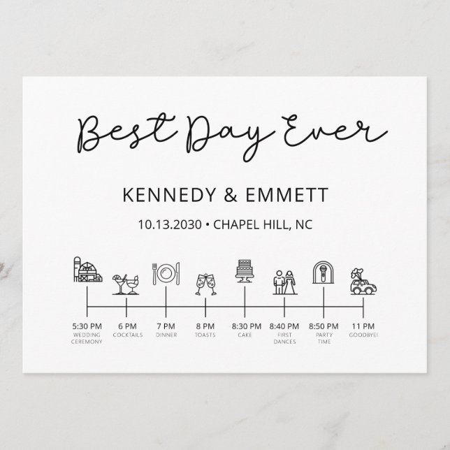 Barn Wedding Day Timeline Program (Front)