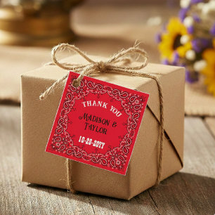 Barn Wedding Thank You Red Bandana Favour Tags
