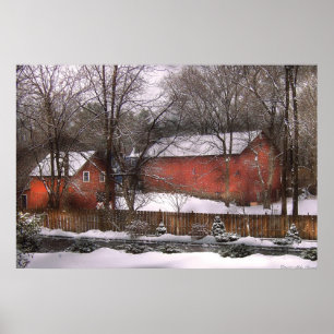 Barn - Winter in the Country Poster