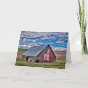 Barn with American Flag   Colfax, Washington Card