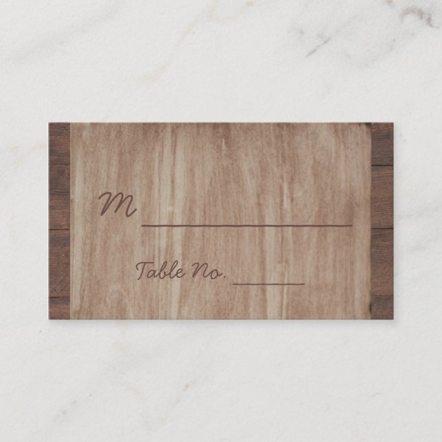 Barn Wood and Birch Country Wedding Place Cards (Front)