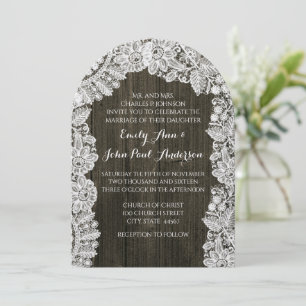 Barn Wood and Lace Wedding Invitations