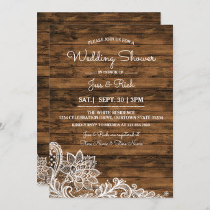 Barn Wood and Lace Wedding Shower Invitation