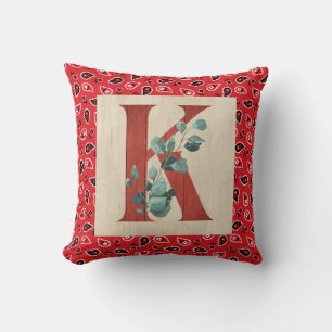 Barn Wood & Bandanna Letter K Cushion