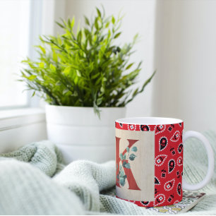 Barn Wood & Bandanna Letter K  Large Coffee Mug