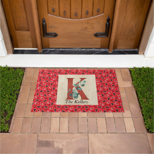 Barn Wood & Bandanna Letter K Personalised Doormat