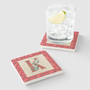 Barn Wood & Bandanna Letter K Stone Coaster