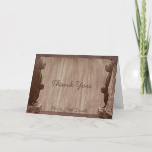 Barn Wood Bears Country Thank You card