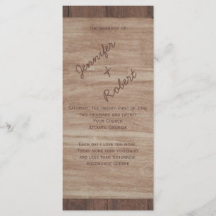 Barn Wood Bears Country Wedding Program