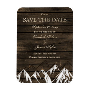 Barn wood Camping Rustic Mountains Save the Date Magnet