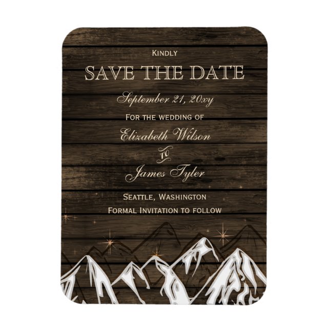 Barn wood Camping Rustic Mountains Save the Date Magnet (Vertical)
