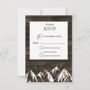 Barn wood Camping Rustic Mountains Wedding rsvp Card