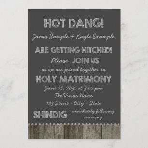 Barn Wood Chalkboard Redneck Wedding Invitation