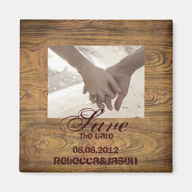 Barn wood Country cowboy Wedding save the date Magnet (Front)