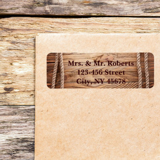 barn wood Cowboy Boots Western country Wedding Return Address Label