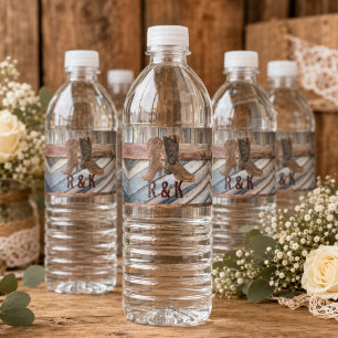 barn wood Cowboy Boots Western country Wedding Water Bottle Label