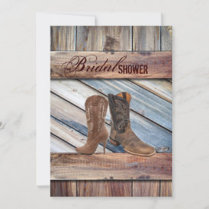 barn wood Cowboy Western country bridal shower Invitation