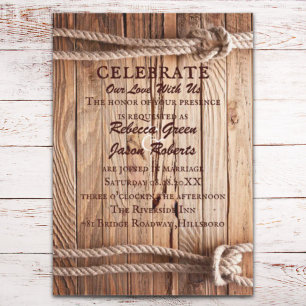 barn wood Cowboy Western country Wedding Invitation
