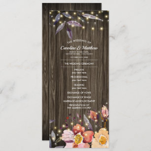 Barn Wood Fall Flowers Wedding Program
