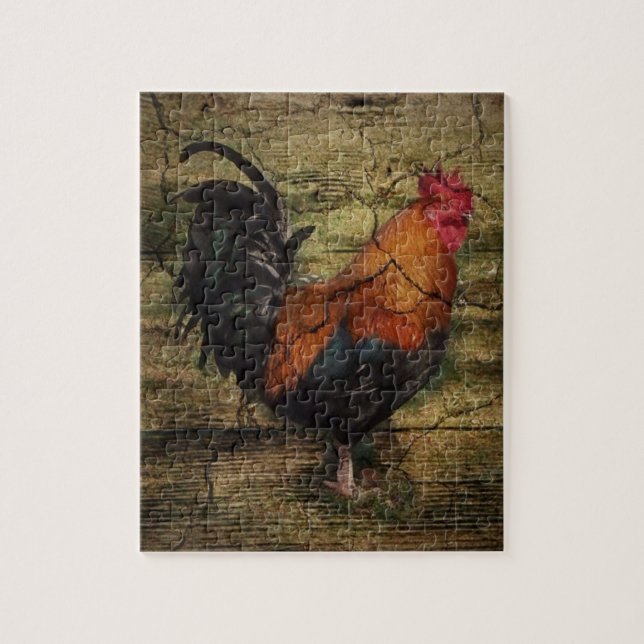 Barn Wood Farm Chicken french country rooster Jigsaw Puzzle (Vertical)