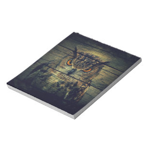 Barn Wood Gothic wild bird Spooky hoot owl Notepad