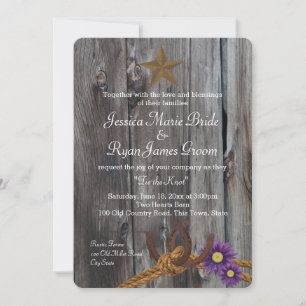 Barn Wood Horseshoes and Rope Invitation