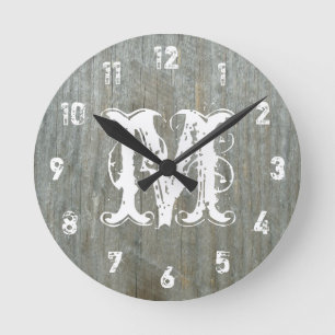 Barn Wood Inspired Monogram Clock