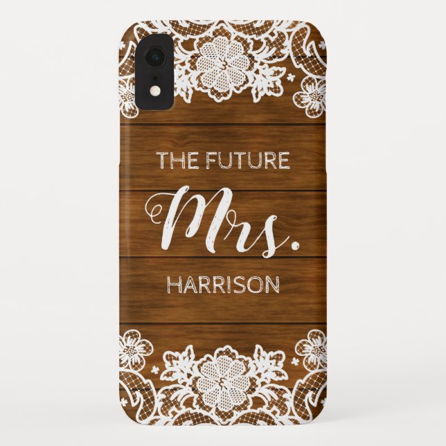 Barn Wood Lace Future Mrs. Rustic Engagement Case-Mate iPhone Case (Back)