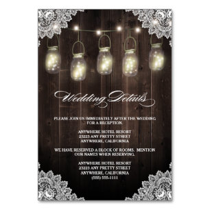 Barn Wood Lace Mason Jar Wedding Enclosure Cards