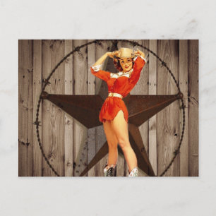 Barn wood Lone Star western country Cowgirl Postcard