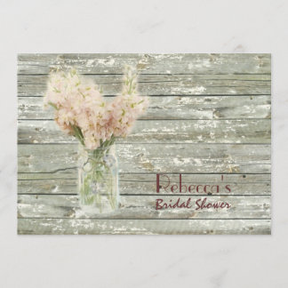 barn wood mason jar wedding bridal shower invitation