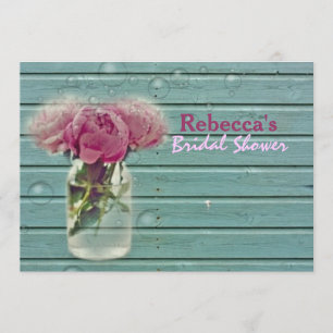 barn wood peony country bridal shower tea party invitation