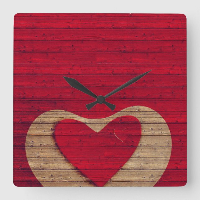 BARN WOOD - Red, Tan - CLOCK (Front)
