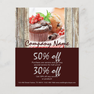 barn wood rustic bakery chocolate cupcake flyer