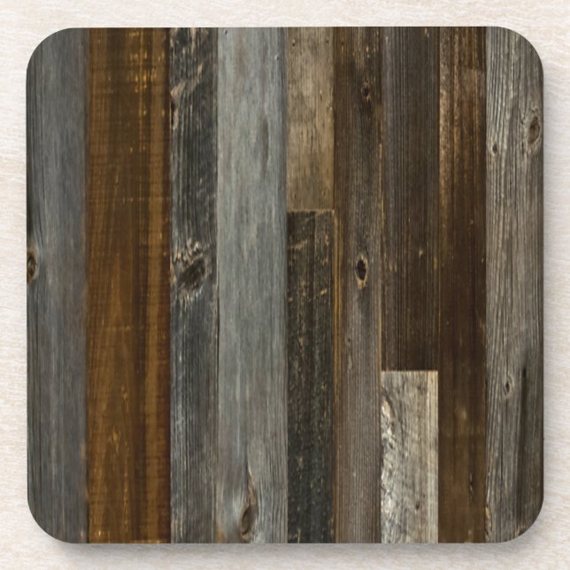 Barn wood Rustic Brown and Grey Coaster (Front)