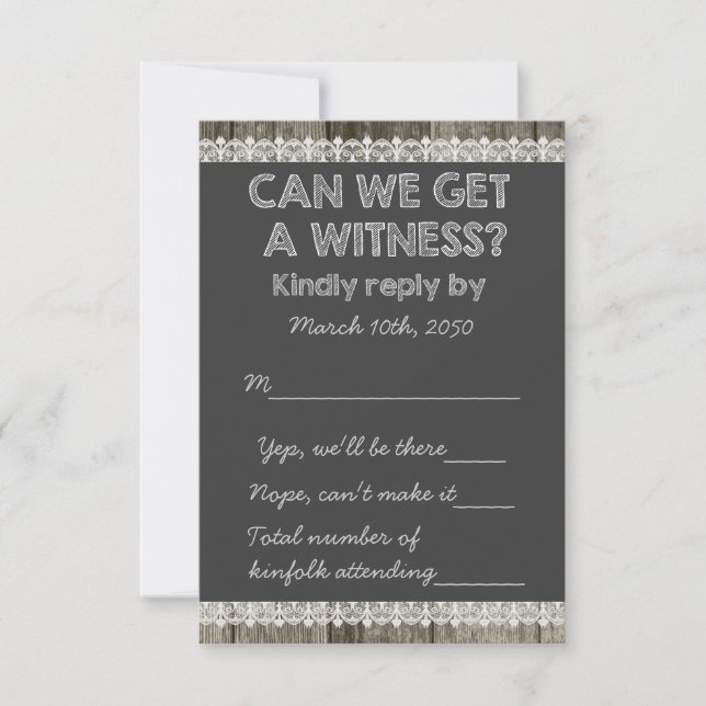 Barn Wood Rustic Chalkboard Country Wedding RSVP (Front)