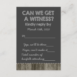 Barn Wood Rustic Chalkboard Country Wedding RSVP Card
