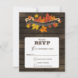 Barn wood Rustic Fall wedding rsvp Card