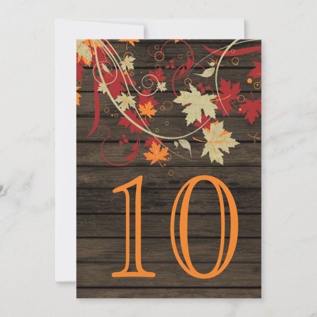 Barn wood Rustic Fall Wedding Table Numbers (Front)